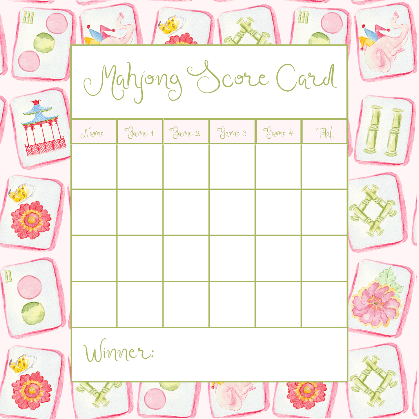 Mahjong Tile Scoresheet Notepad