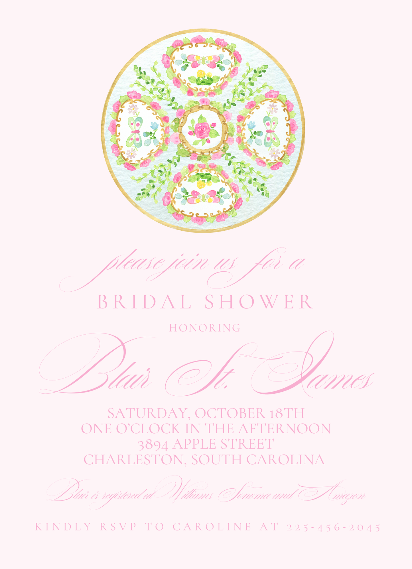 Rose Medallion Shower Invitation