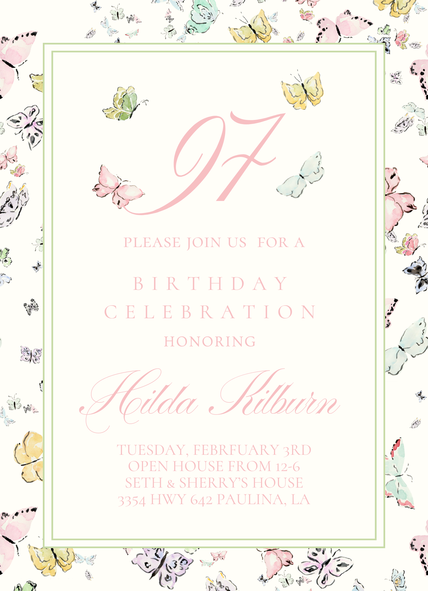Butterfly Kisses Invitation
