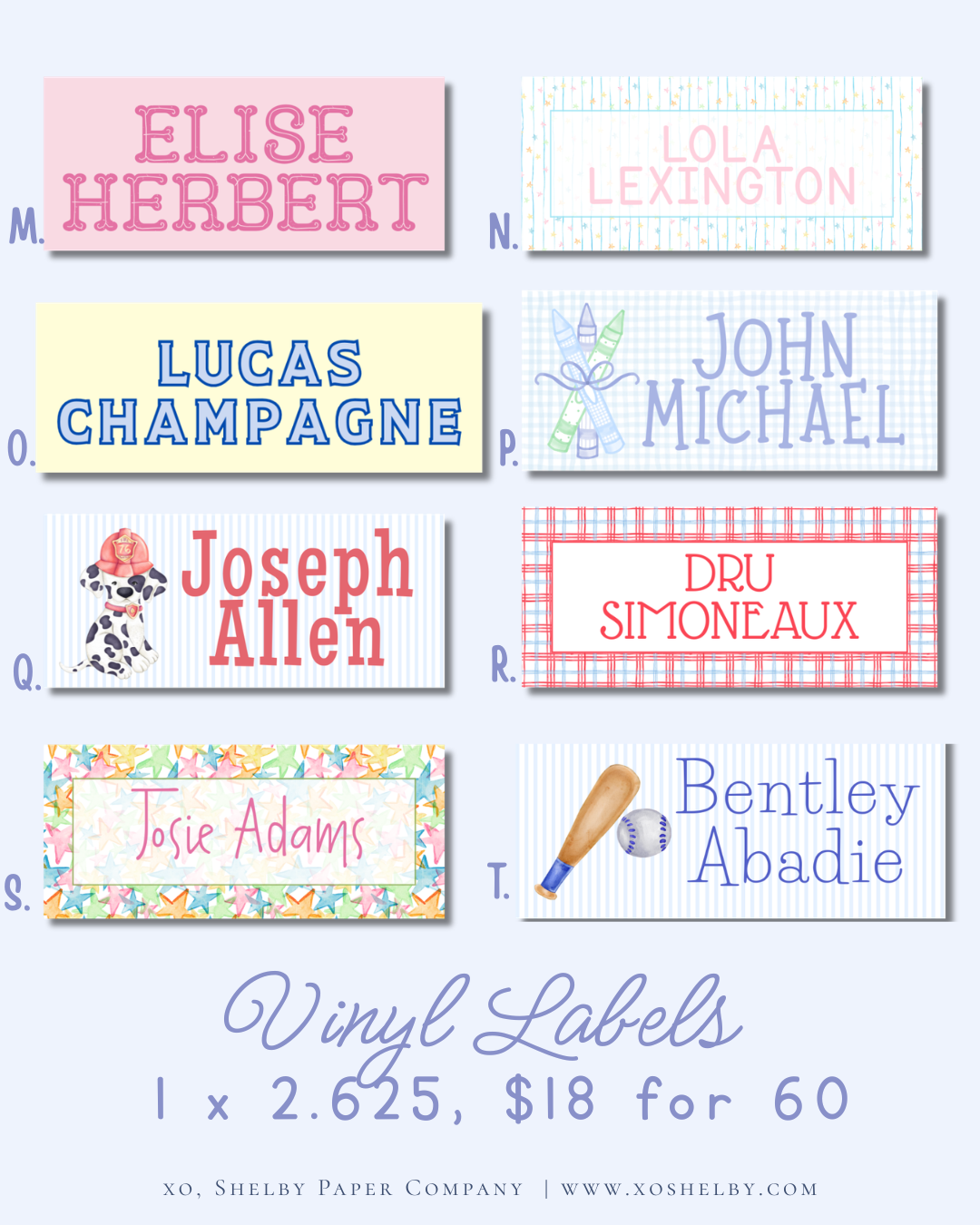 Vinyl School Supply Labels (Set of 60)