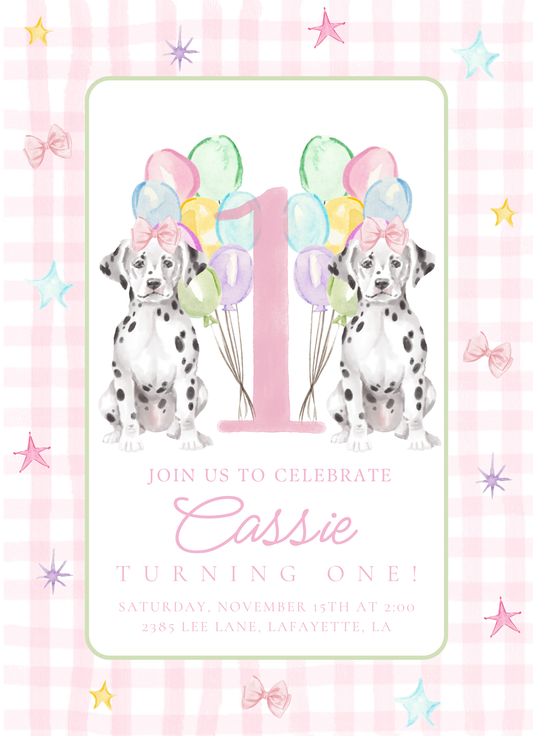 Puppy Party Invitation Girly
