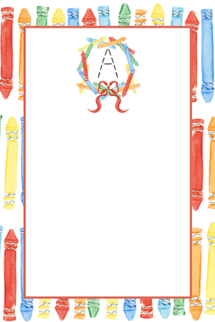 Crayon Wreath w/Initial and Background