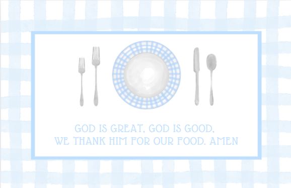 Blue Place Setting w/Prayer
