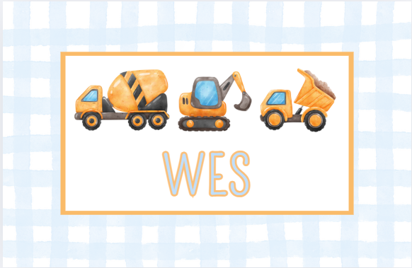 Construction Vehicles w/Gingham
