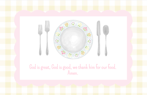 Yellow Gingham w/Plate and Prayer