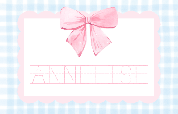 Blue Gingham w/ Pink Bow