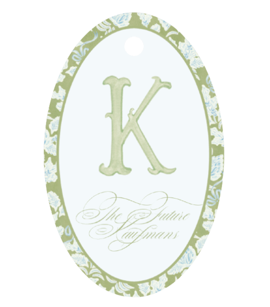 Olive and Blue Hues Oval Tag