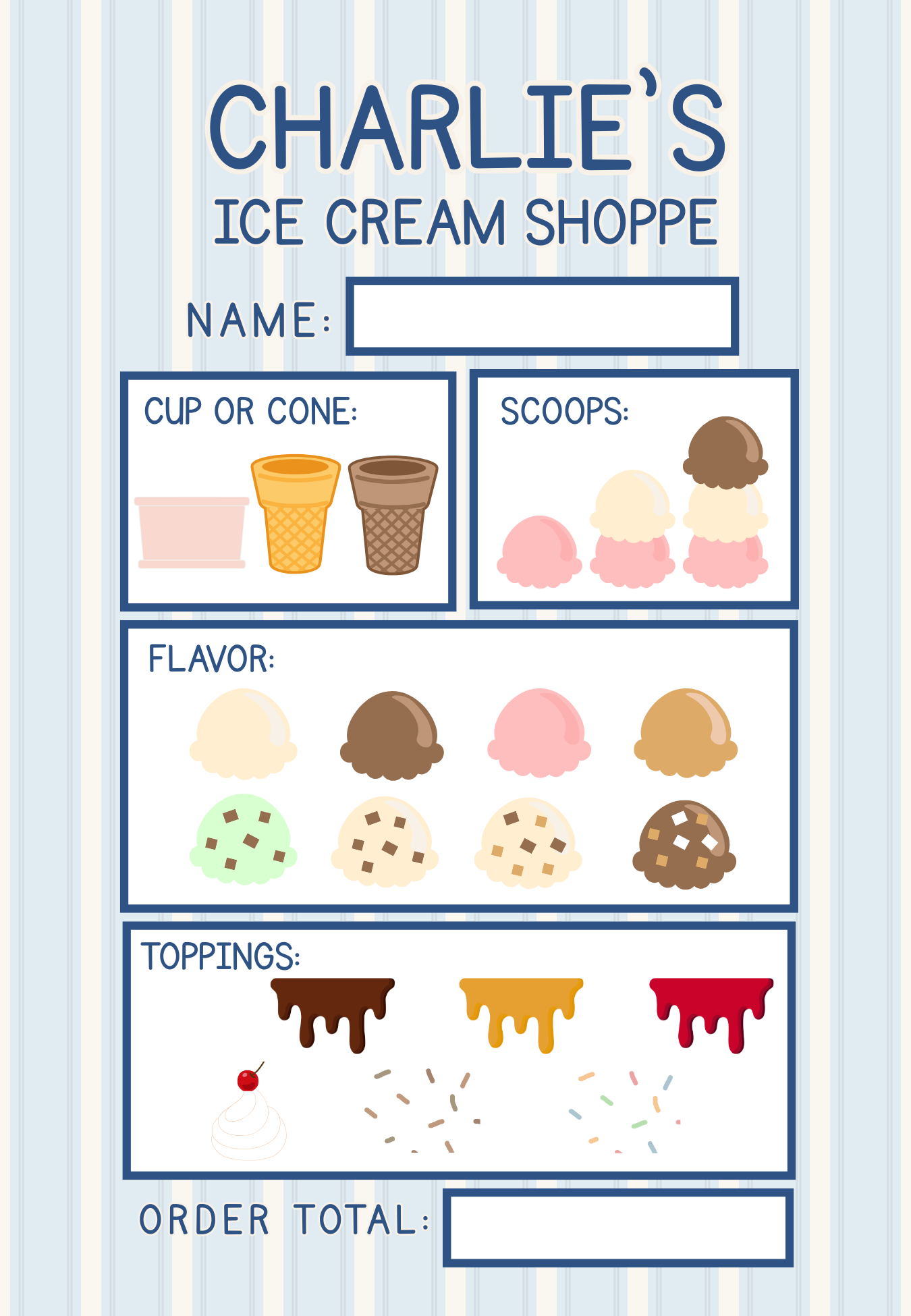 Ice Cream Shoppe Notepad Blue