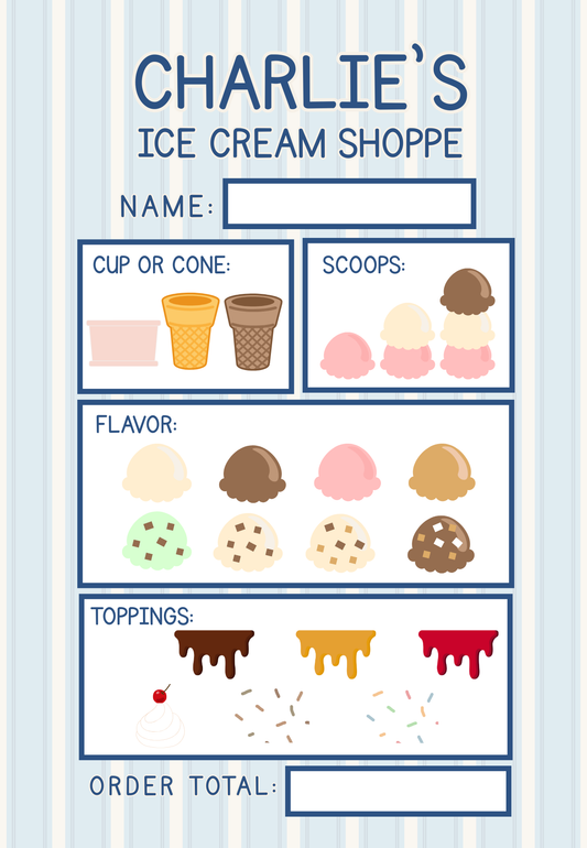 Ice Cream Shoppe Notepad Blue