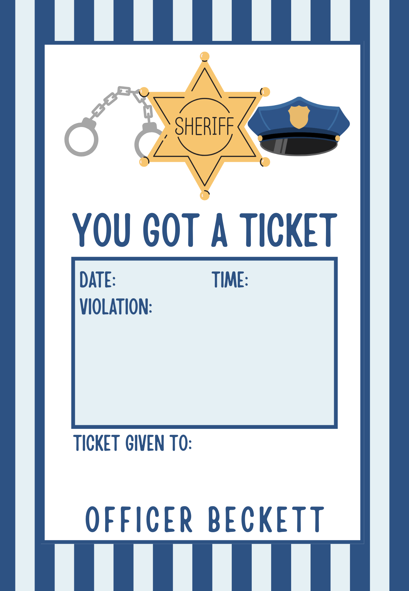 Police Officer Notepad- Blue