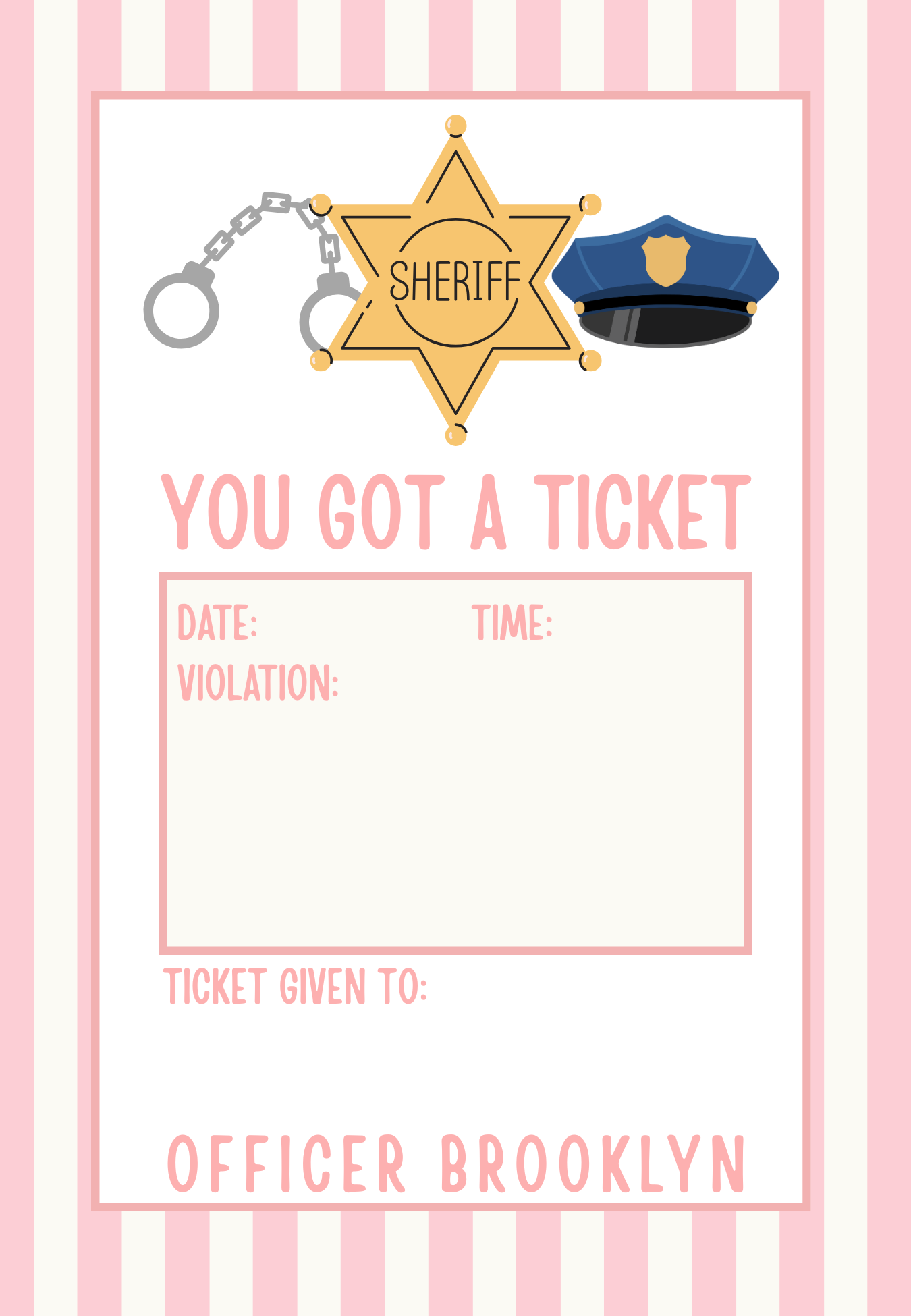 Police Officer Notepad- Pink