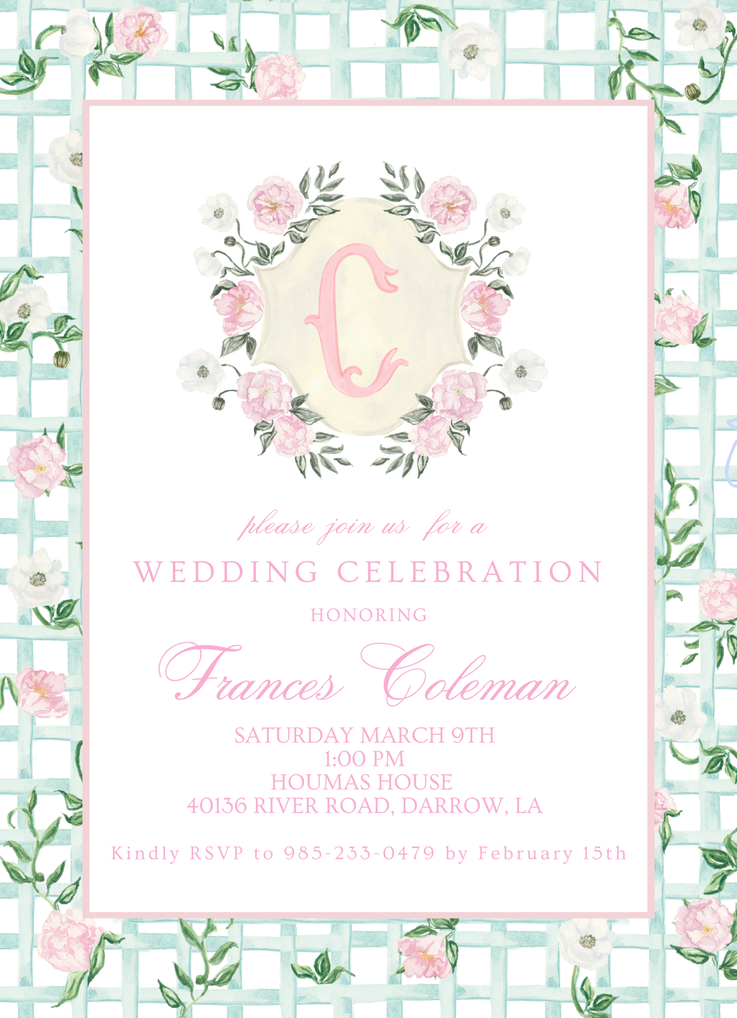 Blue Lattice Invitation