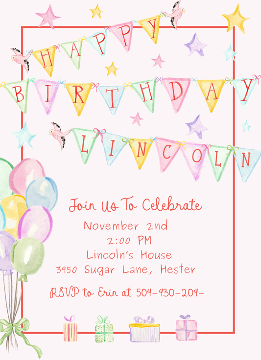 Fun Banner Birthday Invitation