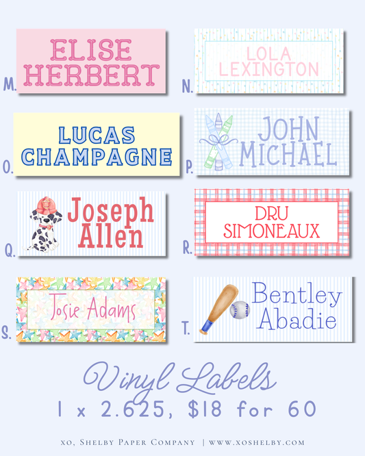 Vinyl School Supply Labels (Set of 60)