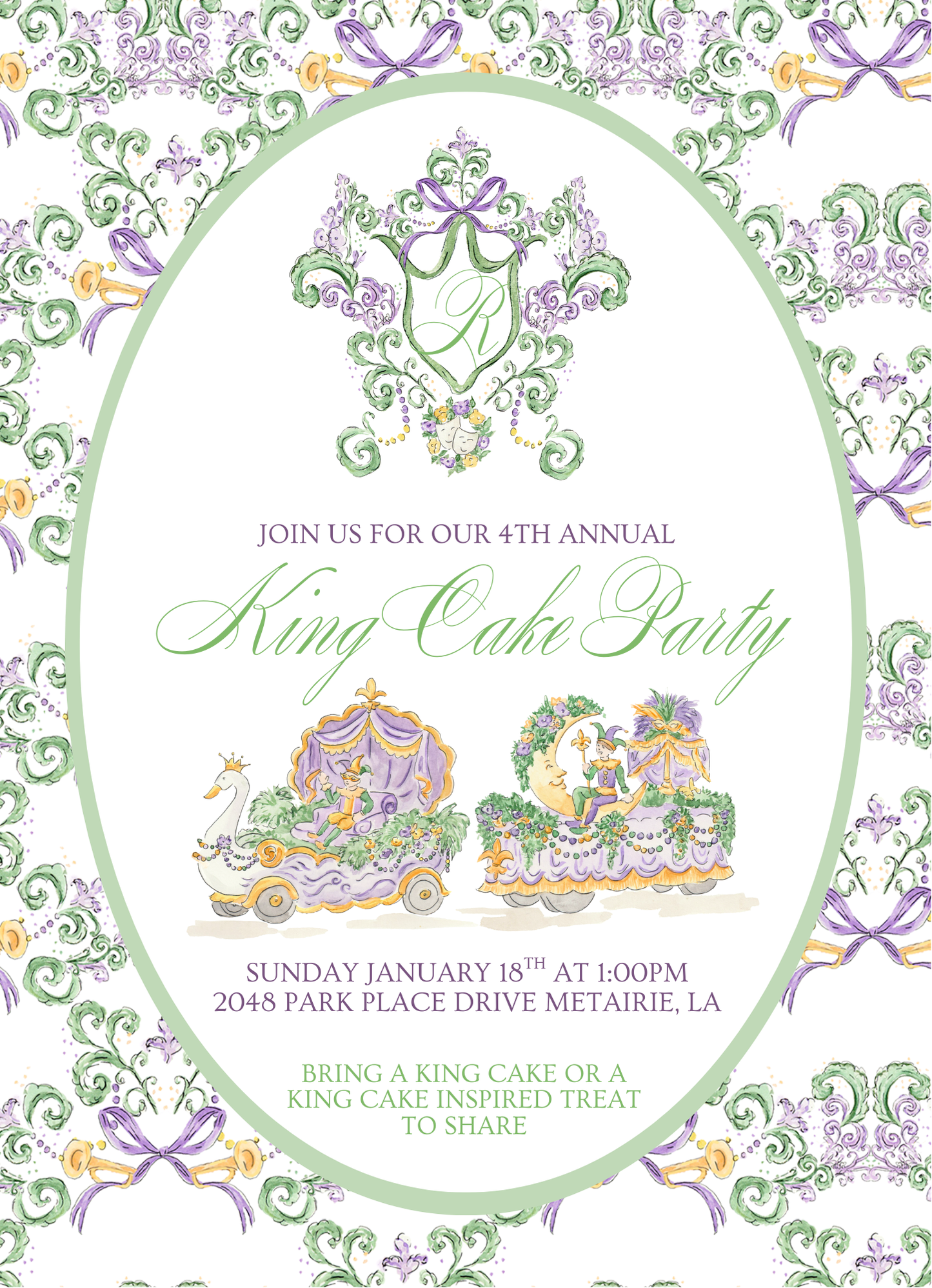 Mardi Crest Invitation w/ Float