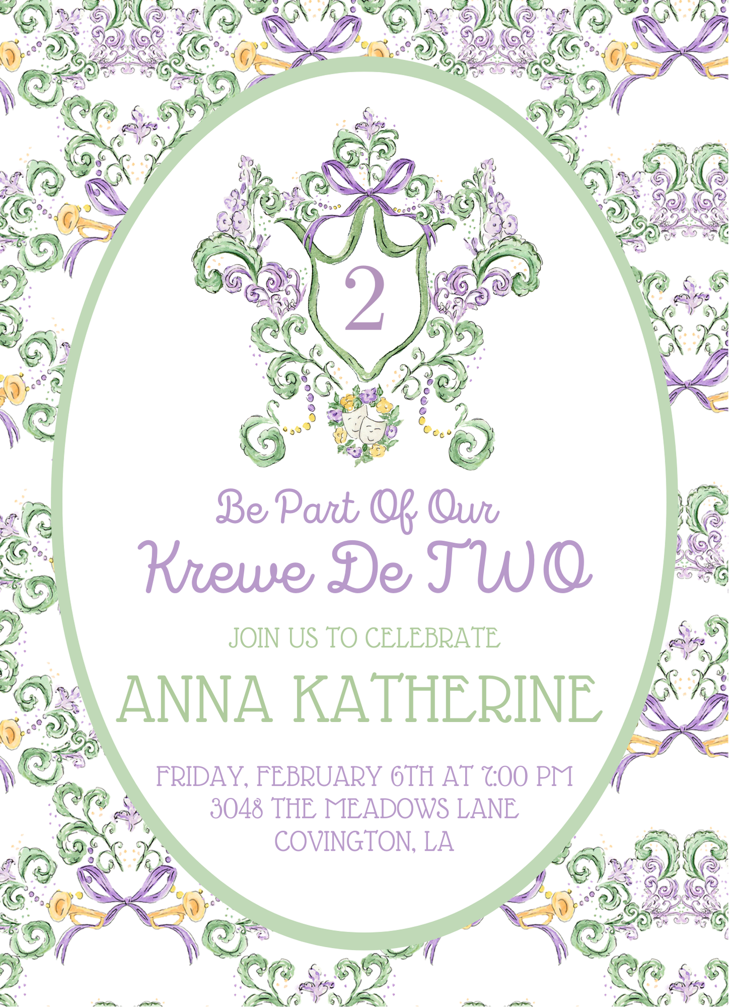 Mardi Crest Invitation