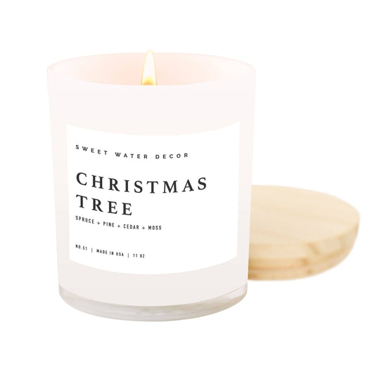 Christmas Tree Soy Candle - White Jar - 11 oz