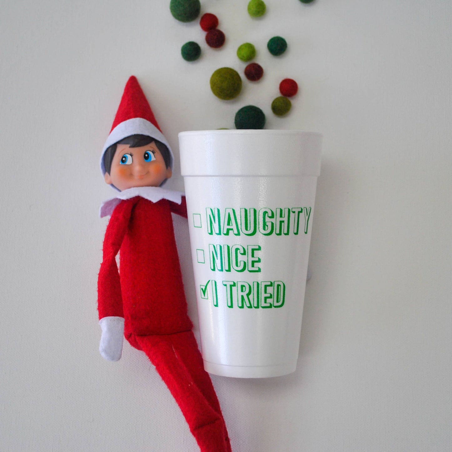 Naughty, Nice, I Tried Cups- 10 Pack, GREEN