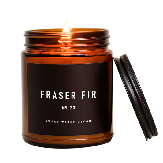 Fraser Fir Soy Candle in Amber Jar- 9 oz.
