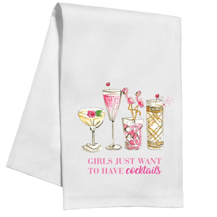 Pink Cocktails Kitchen Towel