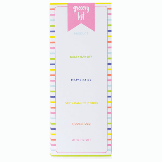 Striped Grocery List Pad with Magnet