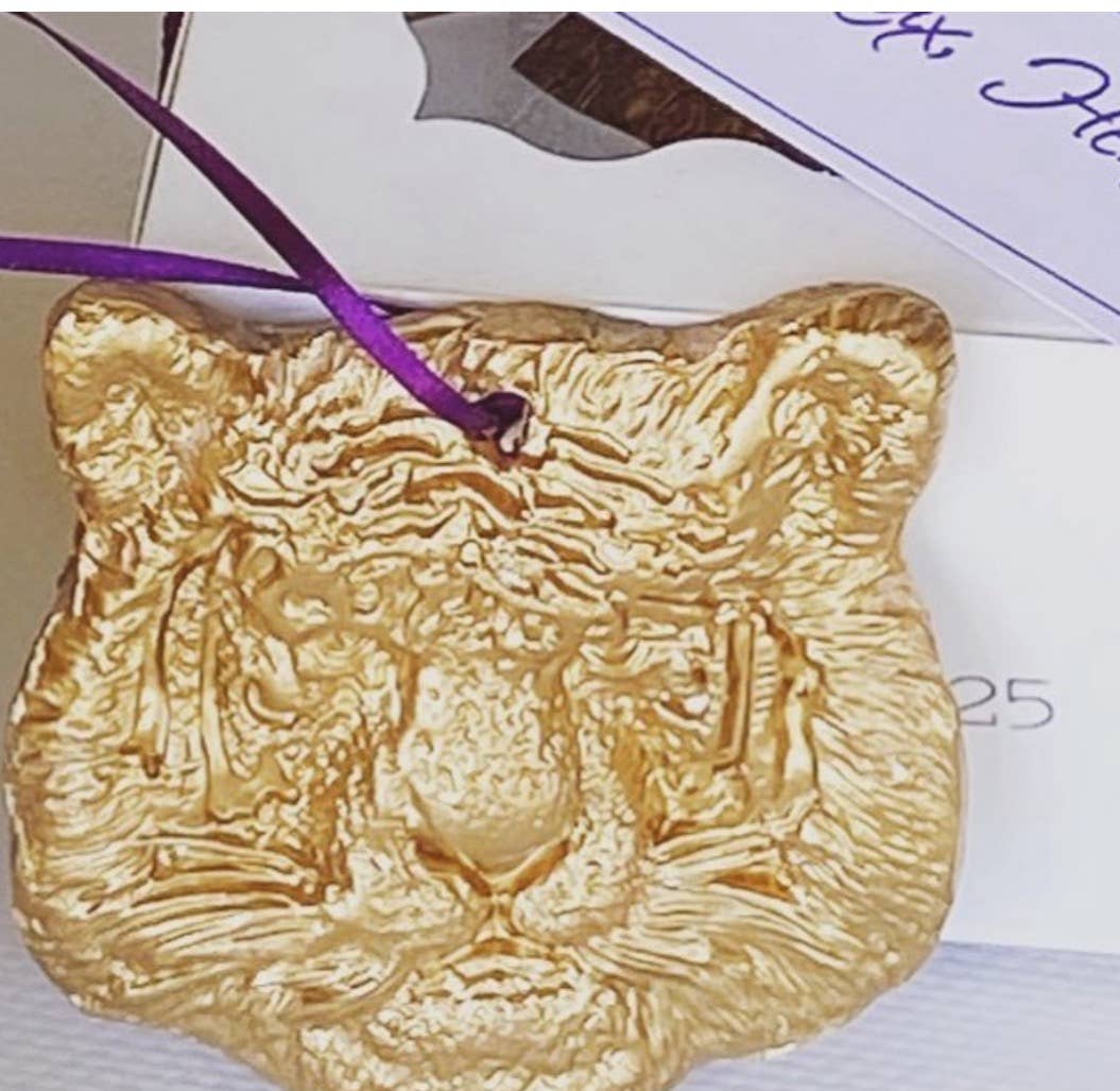 Gold Gilded Tiger Head Christmas Ornament