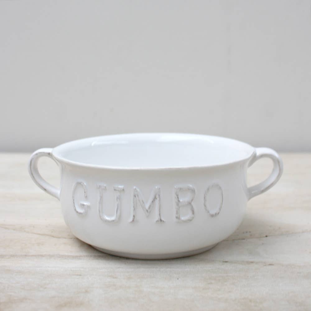 Gumbo Double Handle Bowl - Antique White